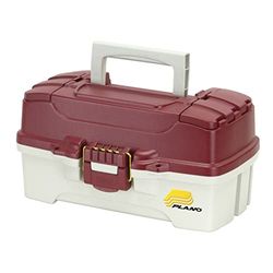 Plano Visbox met 1 plank met dubbele toegang boven, rood metallic/gebroken wit, Premium Tackle Storage (620106)