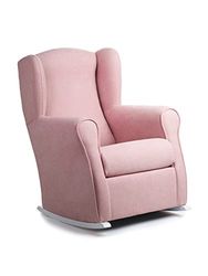Sillonea Roma Fauteuil d'allaitement avec équilibre, pour allaiter ou allaiter - Fauteuil Ergonomique, Compact et Anti-Taches - Idéal pour Chambre de bébé (Rose, Bois laqué Blanc, 96 x 74 x 77 cm)