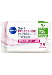 NIVEA 3-in-1 verzorgende reinigingsdoekjes, droge huid, 25 doekjes