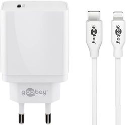 Goobay 58419 Lightning-kabel 1 m/USB-C PD (Power Delivery) snabbladdare 20 W/laddare/strömförsörjning/snabbladdning/laddning/svart