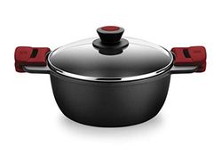 BRA Premiere | Casserole Haute de 24 cm en Fonte d'Aluminium, Couches, Revêtement Antiadhésif Renforcé, 2 Poignées Amovibles en Silicone | Convient à Tous les Types de Plaques de Cuisson