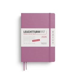 LEUCHTTURM1917 372592 Agenda journalier 2026, format moyen (A5), 12 mois, rose poussiéreuse, en allemand