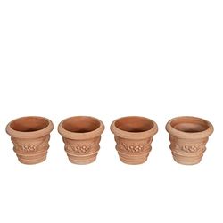 Biscottini 4 Hantverk Terracotta Vases 20x18x20 cm | Terracotta vas Inomhus & Utomhus | Suckulenter Tillverkad i Italien