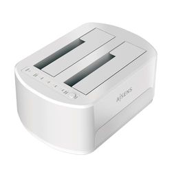 AISENS - ASDS-D02W - Estacion de Docking de Doble Bahia Asds-D02W SATA 2.5/3.5 A USB 3.0/3.1 Gen1, Clone, Blanca