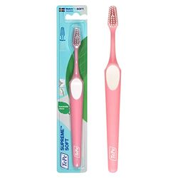 Spazzolino TePe Supreme, Soft, 1pz, pulizia efficace con le setole su due livelli, spazzolino con setole soft per adulti, colori assortiti
