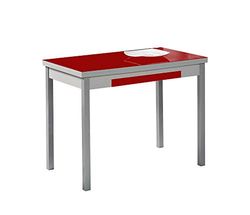 ASTIMESA Keukentafel met vleugels van rood glas, 90 x 50 cm
