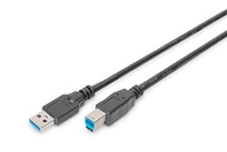 DIGITUS Cable de conexión USB 3.2 Gen1 - 1,8 m - USB A (macho) a tipo B (macho) - 5 Gbit/s - Cable de conexión - Negro