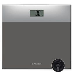 Salter 9206 SVSV3R digitale badkamerweegschaal, elektronische platformeweegschaal van gehard glas, gemakkelijk afleesbaar LCD-scherm, stapsgewijze activering, max. Gewicht 180 kg/400 lbs, 15 jaar garantie, zilver/grijs