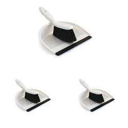 Bentley Industrial P8006/BW Plastic Dustpan and Brush Set, Black/White (Pack of 3)