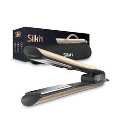 Silk'n lisseur cheveux - SilkyStraight - Fer à lisser avec technologie ionique et titane - Chauffe en 15 secondes - Inclut une pochette de rangement - Or rose