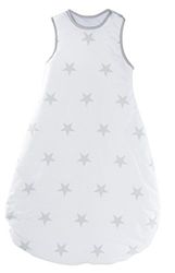 roba Saco de Dormir Bebe 90 cm - Little Stars - 4 Estaciones (Verano e Invierno) - 6-18 Meses - Saquito de Algodón para Niños - Motivo de Estrella - Blanco/Gris Claro