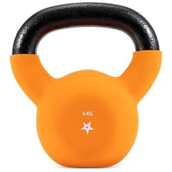 Yes4All HCR1 6KG Gietijzeren Kettlebell, Neopreen Gecoat - Oranje voor Krachttraining