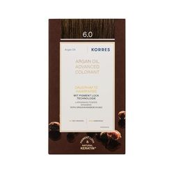 KORRES ARGAN OIL Colorant - tintura per capelli senza ammoniaca all'olio di argan biologico, Biondo scuro 6.0, 100% di copertura dei capelli bianchi e vegano