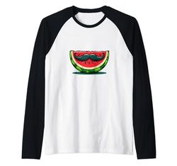 Barba fresca de sandía con bigote para niños y niñas Camiseta Manga Raglan