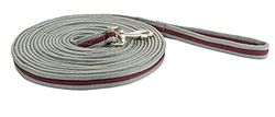 HKM Laisse Longue Soft Gris foncé/Bordeaux 800 cm