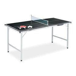 Relaxdays tafeltennistafel, inklapbaar, met netje, 2 batjes, 3 ballen, HxBxD: 70 x 70 x 150 cm, pingpontafel zwart