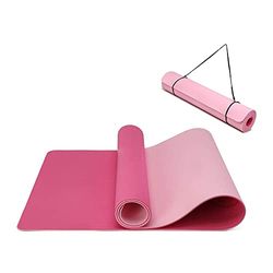 Oak & Tea Yogamat, dikke antislip yogamatten voor vrouwen/mannen, oefenmatten voor thuisgymnastiek met draagriem, TPE milieuvriendelijke trainingsmat voor yoga, meditatie, pilates 183 x 61 x 0,6 cm
