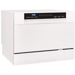 Exquisit GSP206-030D Tischgeschirrspüler, 55 cm breit, 6 Maßgedecke, 7 Programme, Startzeitvorwahl, Besteckkorb, weiß
