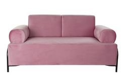 DRW Sofa Terciopelo Rosa de 2 plazas con Estructura Negra 59X59X33 cm