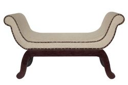 Premier Housewares 2403247 Siège Incurvé avec la Couverture Mélange de Linge Coton Naturel et Les Pieds en MDF Foncé avec Finition en PVC 55 x 114,99 x 65 cm