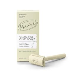 UpCircle Plastic-Free Safety Razor with Two Free Double Edge Blades - Metal Chrome + Plastic-Free - Superior Shave + Reduced Irritation - for Face + Body