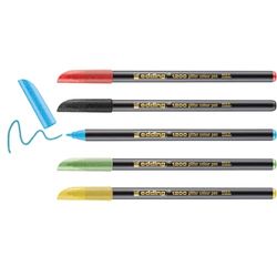 edding 1200 glitter viltstiften - veelkleurig - 5 vezelpennen met intensief glittereffect - ronde punt 3 mm - voor nauwkeurig schrijven, schetsen en schilderen