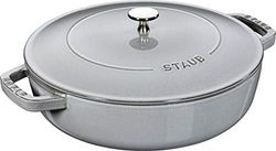STAUB Caçarola de ferro fundido redondo, tampa com design de ancoragem e sistema de auto-pulverização, diâmetro de 28 cm, 3,7 l, cinzento grafite