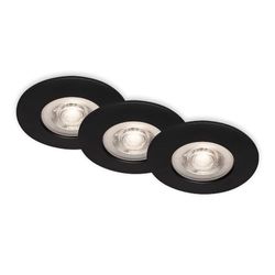 Briloner 7036-035 - Set van 3 LED inbouwspots plafond, dimbare inbouwspots, ultra platte LED inbouwspot badkamer, inbouwspot badkamer IP44, zwart, 90x25 (DxH)