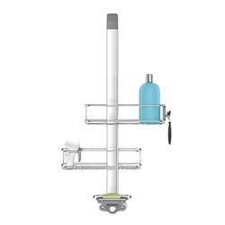 simplehuman BT1101 Rangement de Douche de Porte, serviteur de Douche, étagère de Douche Salle de Bain, sans percage, étagères réglables, Acier Inoxydable + Aluminium anodisé