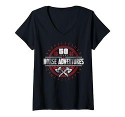 Mujer 50 Years of Norse Adventures Viking - 50 Cumpleaños Camiseta Cuello V