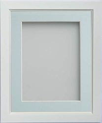 Frame Company Ainsworth Range White 10x8 inch Picture Photo Frame with Light Blue Mount for Image 8x6 inch * Choice of Sizes* Fitted with Real Glass