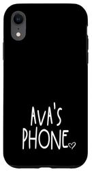 Ava's Phone Ava Nom personnalisé Blanc Noir Coque pour iPhone XR