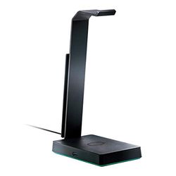 Cooler Master GS750 Soporte para Auriculares con Cargador Qi - Cargador Inalámbrico para Auriculares y Móviles, Audio E/S 3,5mm c/ Sonido Envolvente 7.1, Iluminación RGB - Enchufe UE
