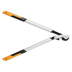 Fiskars Podadeira com lâmina bypass para madeira verde, sistema de fecho PowerGear X, tamanho L, camada antiaderente, diâmetro de corte: 5 cm, aço temperado, comprimento: 80 cm, preto/laranja, LX98,