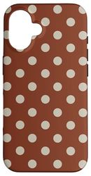 Preppy Estetico Boho Vintage A Pois Marrone e Beige Custodia per iPhone 16