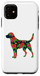 Carcasa para iPhone 11 Estética Floral Labrador Retriever Silueta Perro Flor