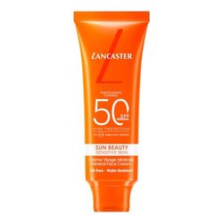 Lancaster Sun Beauty Gevoelige Huid Minerale Gezichtscrème SPF50 50ml, Breed spectrum Zonbescherming, Met Tan Activator Complex, Lichtgewicht Textuur, Waterbestendige Formule, Geschikt voor alle
