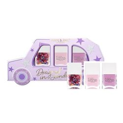 Nails.INC Mani Calling 3-Piece Nail Polish Taxi-Shaped Gift Set, Longwear Rapid Dry Formulation, Cruelty Free, Vegan, 21 Free, Includes a Festive Nail Topper