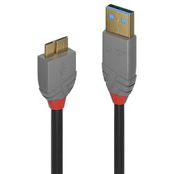 LINDY USB 3.2 Type A naar Micro-B Kabel, Anthra Line - Zwart, 0.5m