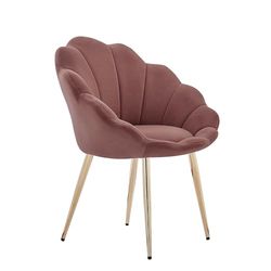 BAÏTA Coral fauteuil in roze fluweel met gouden sokkel