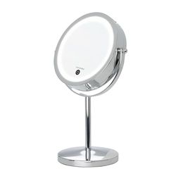 Stand Mirror X10 - Staande Passpiegel - Make-upspiegel - Verlichte Ledspiegel - Vergrotende Werking X1/ X10 - Dubbelzijdige Roterende Spiegel 360° - Staande Passpiegel X1/10 Verlicht