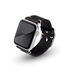 JT Berlin Alex Vintage armband voor Apple Watch 42 mm / 44 mm leren armband [Watch SE, Series 6 / 5 / 4 / 3 / 2 / 1, zacht lederen reserveband, roestvrijstalen sluiting] zwart (maat M/L)