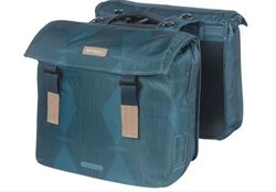 Basil Elegance podwójna torba MIK - 40-49 l, niebieska, wodoodporna, z materiałów pochodzących z recyklingu, w zestawie zamykana płytka adaptera MIK, idealna na co dzień i na zakupy