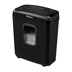 Fellowes Paper Shredder for Home Office Use - 6 Sheet Mini Cut Shredder for Home and Personal Use - Deskside Shredder with 13 Litre Bin and Safety Lock - Powershred 6M - Advanced Security P4 - Black