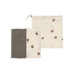 LÄSSIG Baby Couverture de puériculture Drap de puériculture Lot de 2 en coton 60 x 60 cm/Swaddle & Burp Blanket M taupe