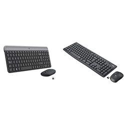 Logitech MK470 Kit Mouse e Tastiera Wireless per Windows, Ricevitore USB 2.4 GHz, ‎Sottile & MK295 Kit Mouse e Tastiera Wireless – Tecnologia SilentTouch, Tastierino Numerico