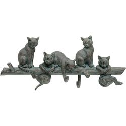 Kare Design Cats Life Wall-Mounted Coat Rack with 5 Hooks Grey Cat Motif Hallway Entrance Area 18 x 42 x 7 cm (H x W x D)
