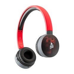 Music Sound | Casque Bluetooth Fantasy | Casque Bluetooth Supra-auriculaire - Bandeau Extensible - Commandes sur Les Coussinets – Autonomie 20h - Recharge 2h - Portée 10 MT. - Fantaisie Cubes Rouges