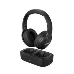 Technaxx Casque TV sans Fil avec Station de Charge – Casque Bluetooth 5.4 Over-Ear avec Microphone, 30h autonomie, USB-C, entrée Optique & AUX – Idéal pour téléviseur, Seniors & Musique - TX-350
