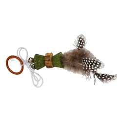 JACK AND VANILLA, Interactief kattenspeelgoed van touw voor kattengras met bal en veer, bevordert oefening en spel, diameter 4,8 cm, kleur: groen/bruin, model kruiden